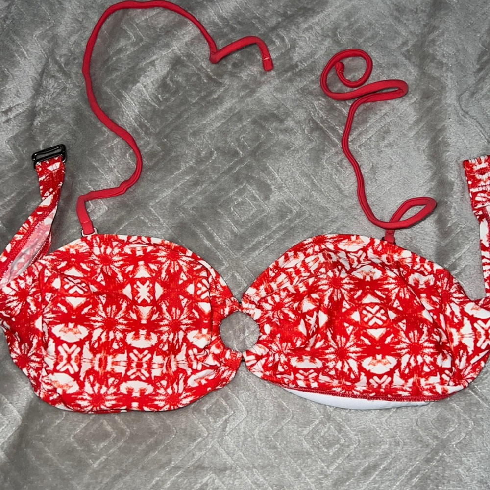 Bikini top Bando style red and white